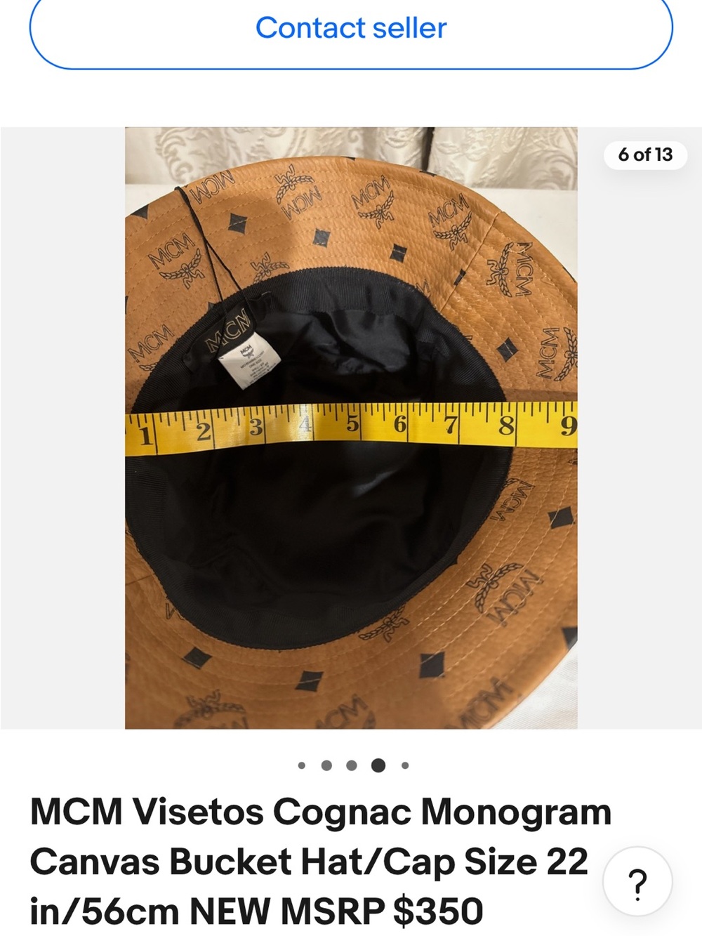 MCM Cognac Monogram Bucket Hat with Black Lining - Picture 2 of 8